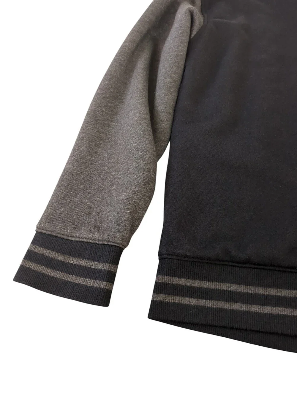 Old Navy Youth Varsity Bomber Jacket Snap Front Black & Gray | Boys XL (14/16)